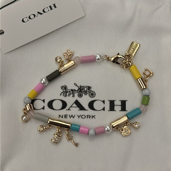 Coach gold and multicolored beads charm bracelet. - Picture 1 of 3